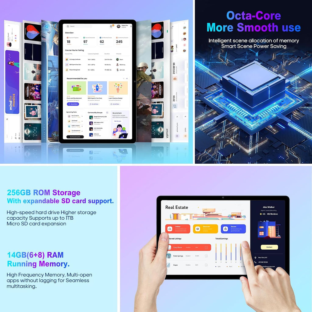 AISLPC 11 Inch Tablet Android 13 Tablets 16GB RAM+256GB ROM+1TB Expand Octa-Core Tablets PC with Dual SIM Card Slot, 2K 2000 x 1200 Display, 8+13MP Dual Camera, Bluetooth5.0, GPS, 5G/2.4G WiFi