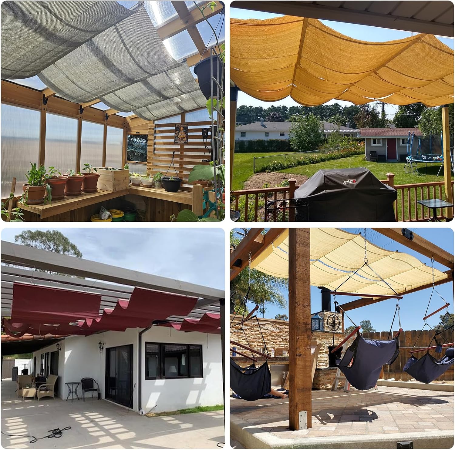 Patio 3'W x 24'L Pergola Shade Cover Retractable Canopy Replacement, Outdoor Pergolas Fabric Covers for Patio, Sun Shades Cloth with Slide-On Wire Cable for Deck Gazebo Backyard, Beige