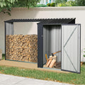JT 9 x 3 FT Metal Firewood Rack, Galvanised Steel Garden Log Storage Shed, Metal Firewood Shed Holder, Outdoor Log Rack for Backyard, Two-in-One, Black