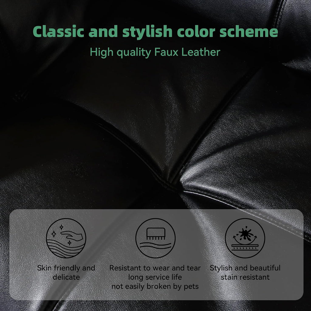 Opoiar 71' L Covertible Futon Sofa Bed,Faux Leather Futon Couch, Memory Foam Modern Loveseat Sleeper, Small Splitback Sofa Couches for Living Room,RV,Home Office,Apartment,Black