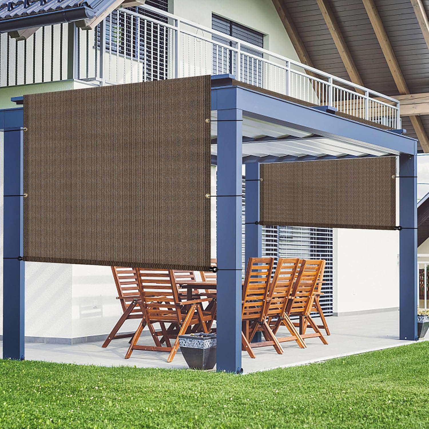11' x 4' Pergola Shade Cover Replacement Canopy with Weighted Rods & Grommets UV Block Sun Shade Cloth for Outdoor Patio Deck Porch Backyard Gazebo, Brown, Customized Size