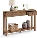 VASAGLE LIRY Collection - Console Table with 3 Drawers and Open Storage Shelf, Narrow Entryway Sofa Table for Living Room, Farmhouse Style, Metal Corners, Honey Brown ULNT142KB02S