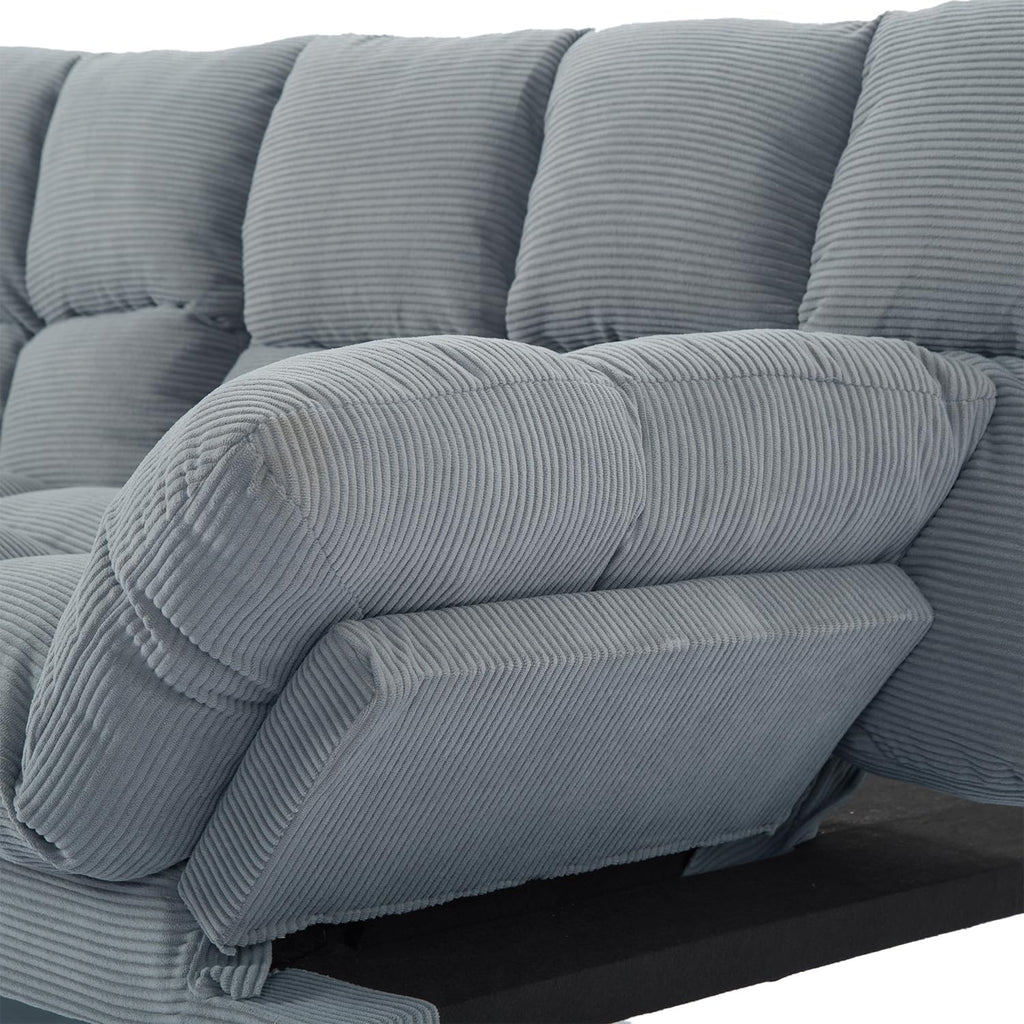 Modern Light Gray Corduroy Convertible Folding Futon Couch Sofa Bed Adjustable Pillow Top Arm Memory Foam Couch Double Loveseat Sofa for Compact Living Space, Apartment, Bedroom (67.3' Light Gray)