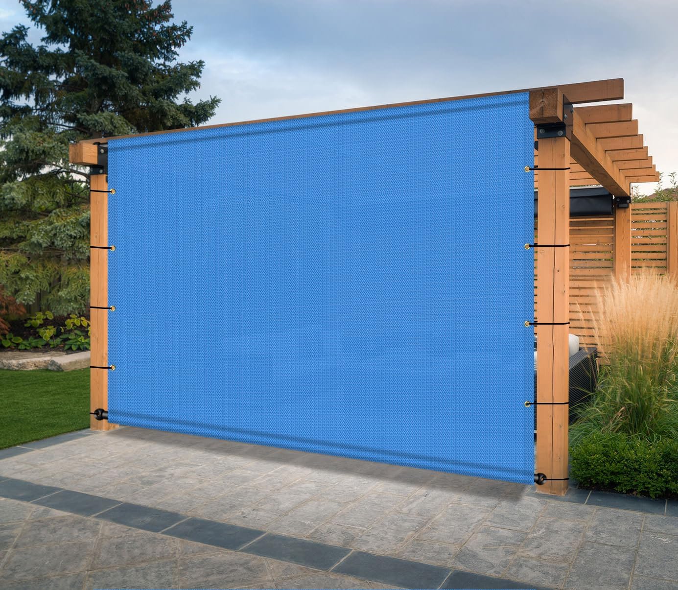10' x 4' Universal Pergola Shade Cover Replacement Canopy with Grommets Weighted Rods Permeable for Outdoor Patio Porch Backyard Gazebo Blue