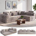JJJ 108 inch Sofa Bed 4-in-1 Boneless Convertible Corduroy Sleeper Folding L Shaped Couch with Fixed-Shape Frame No Assemble Required 3 Seater Upholstered for Living Room (Light Grey, 108 inch)