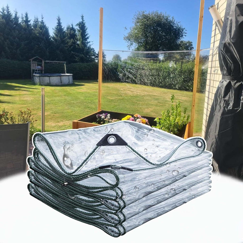 Clear Tarps Heavy Duty with Grommets PVC Plastic Tarpaulin Waterproof 15.4 Mil Transparent Break Cover Tear-Resistant Patio Rain Shield, Greenhouse Pet Shelter Outdoor(8.2x16.5ft(2.5x5.0m))