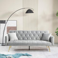 71.65'' Convertible Sofa Bed Modern Futon Set, Velvet Foldable Reclining Loveseat, Three Adjustment Angles,Mid Century Modern Couches for Living Room/Bedroom/Apartment, Easy Assembly,Grey