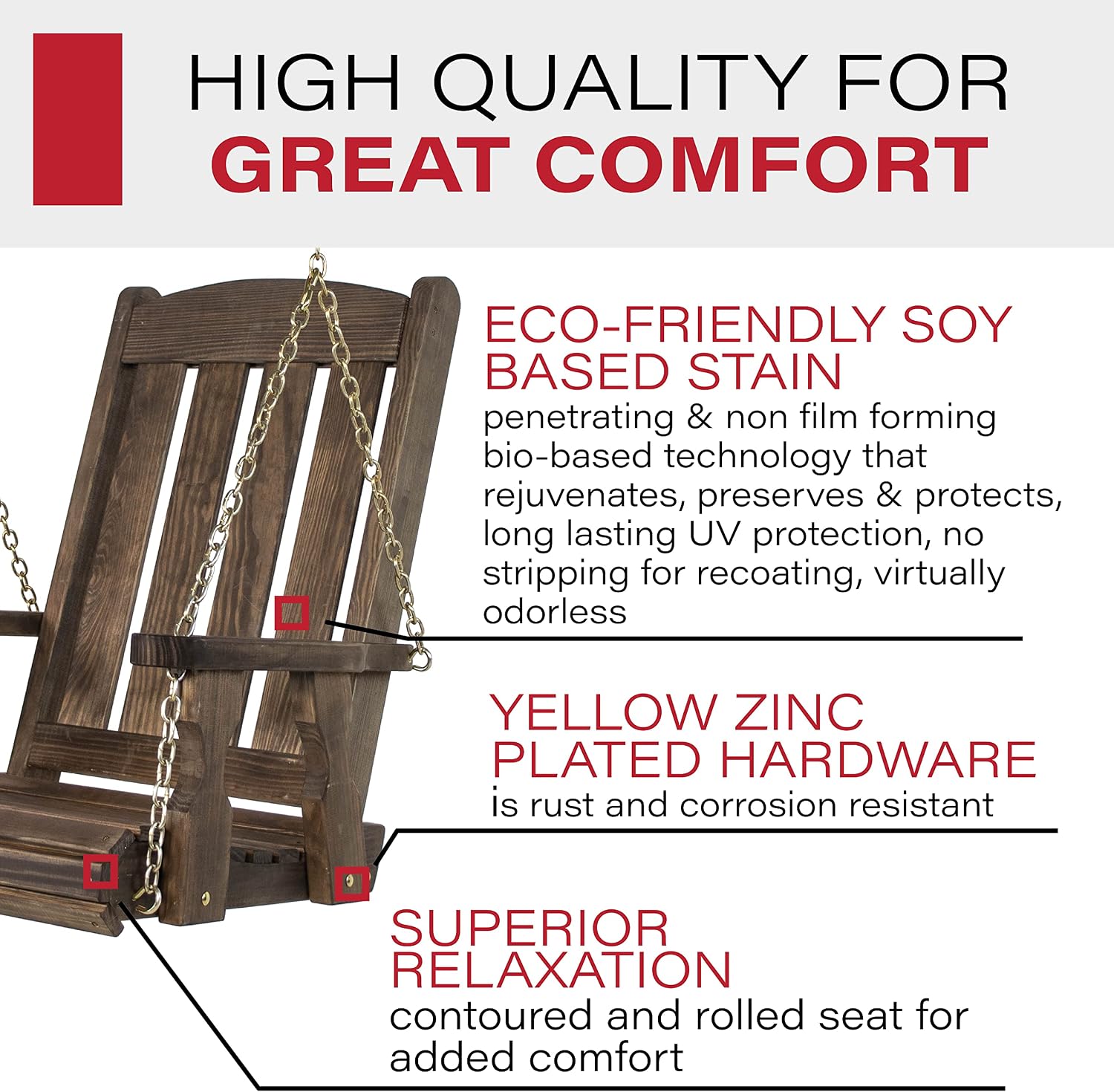 Amish Casual Heavy Duty Mission Pressure Treated Swing Chair (Dark Walnut Stain)
