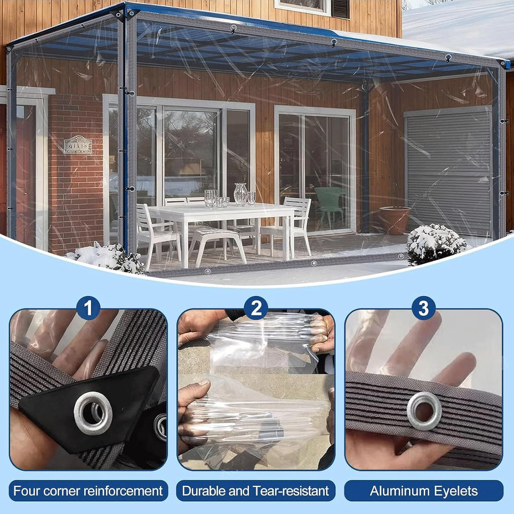 16x22 FT Pavilion Clear Tarp Heavy Duty - Waterproof Transparent Vinyl Cover with Reinforced Edges & Grommets, Tarpaulin for Pavilion, Gazebo, Pergola, Patio Outdoor Roof and Rain Protection