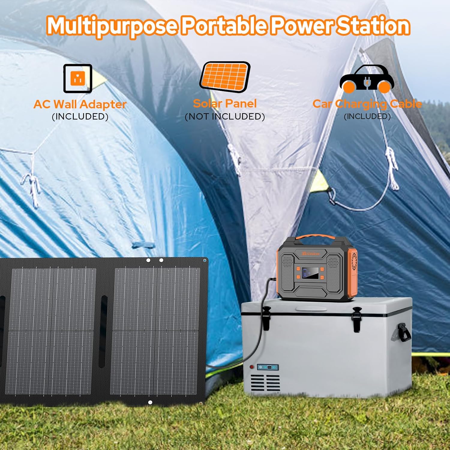 Portable Power Station with Solar Panel 40W, 300W Solar Generator with Panels, Portable 110V AC Outlet Camping Solar Power Bank Generators Battery Pack for Laptop Device Home RV Outdoor Power Outage