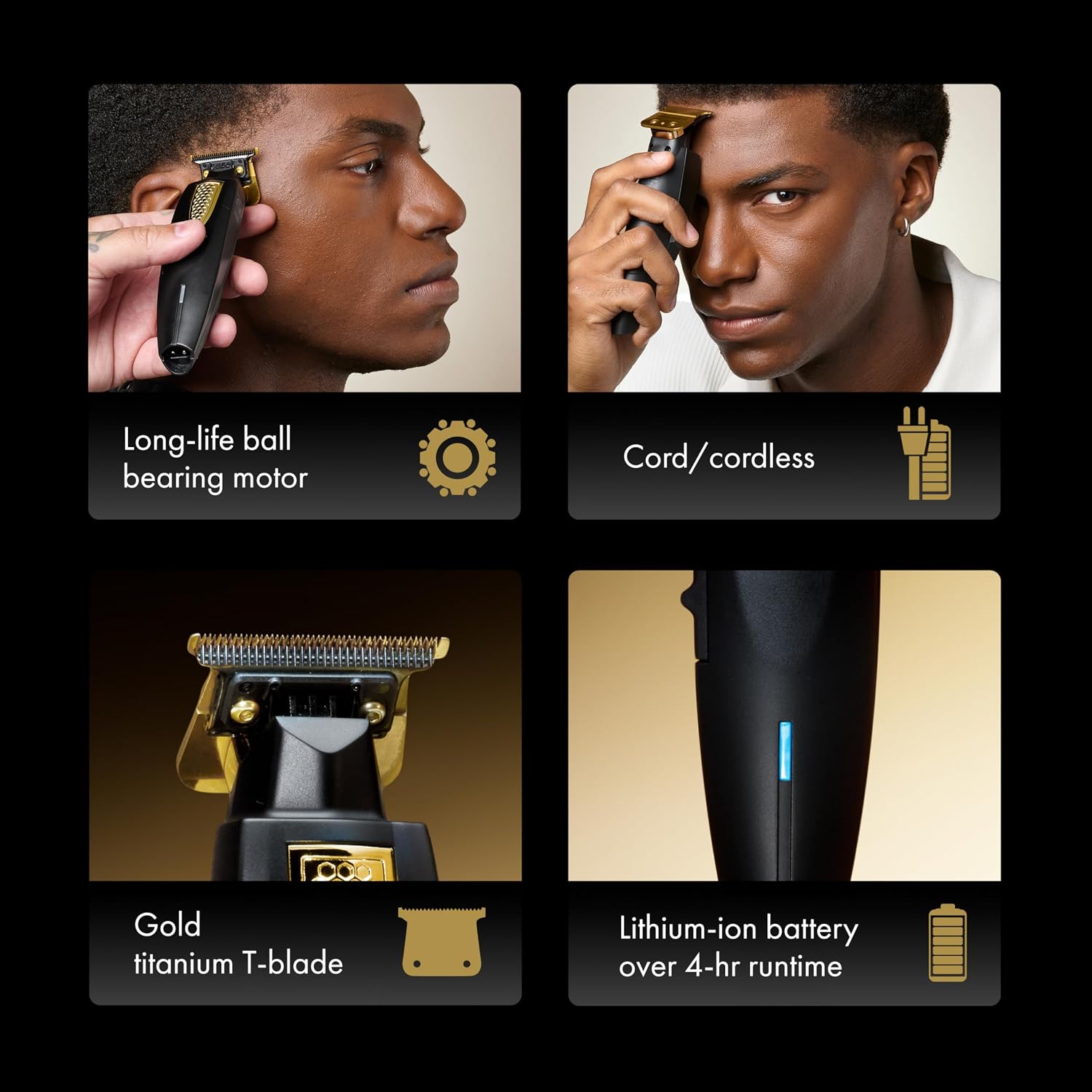 BaBylissPRO LithiumFX Cord/Cordless Lithium Ergonomic Hair Trimmers for Men
