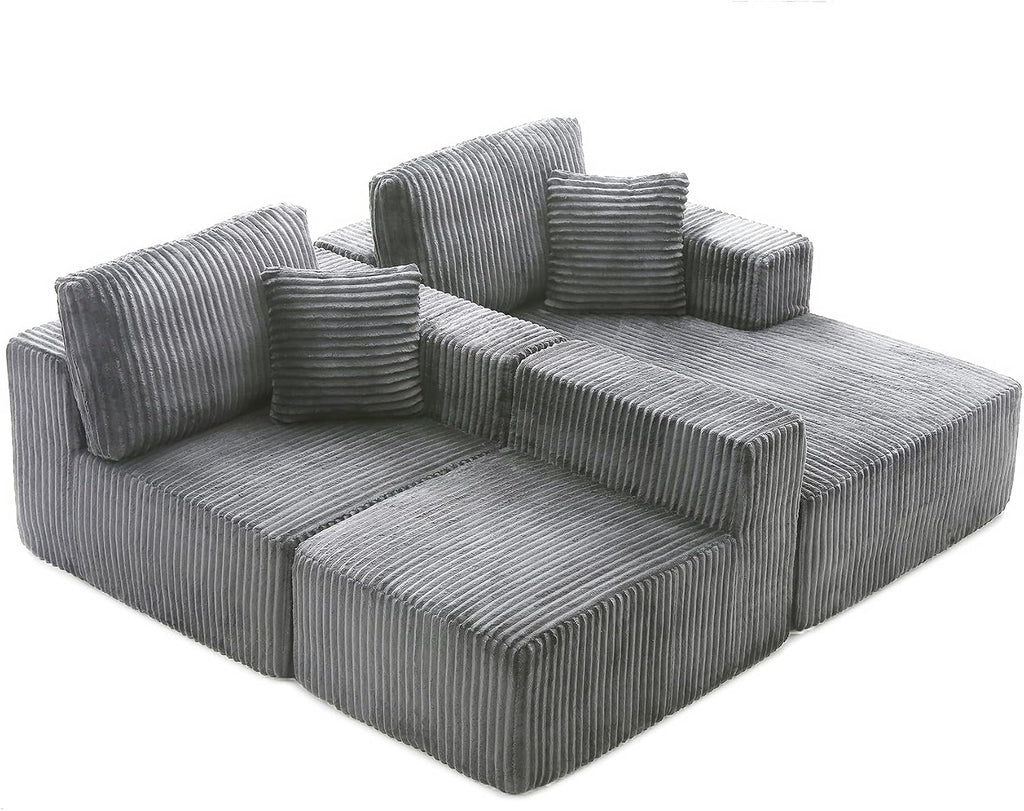 108' Boneless Couches for Living Room, L Shaped Comfy Cloud Modular Sectional Memory Foam Deep Seat Boneless Couch, No Assembly Required Sofa for Living Room with Right Facing Chaise, Dark Grey