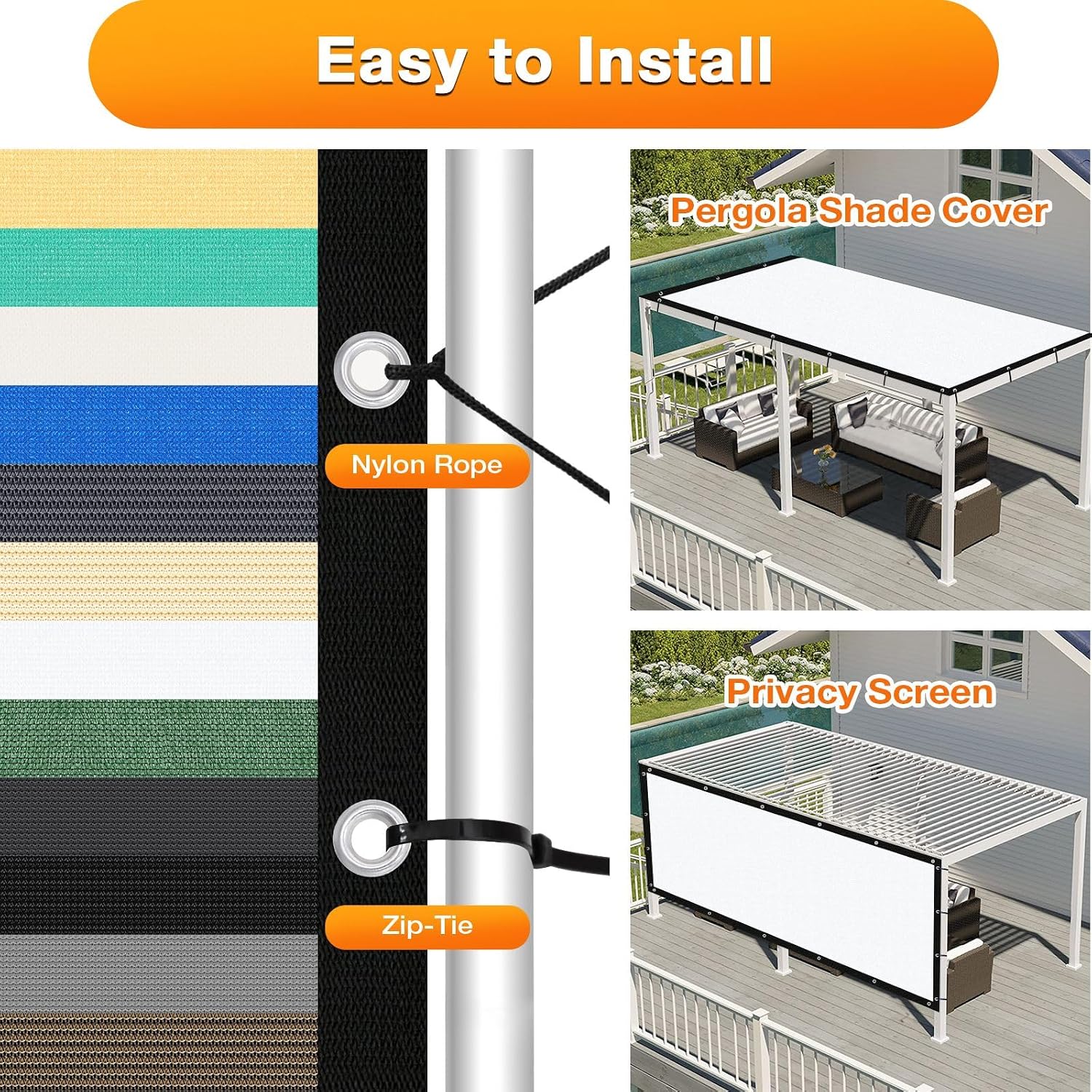 Artpuch Outdoor Pergola Shade Cover 14x20 FT Sun Shade Cloth with Grommets White Commercial Grade Patio Privacy Screen Shade Canopy (Customized Available) GN09