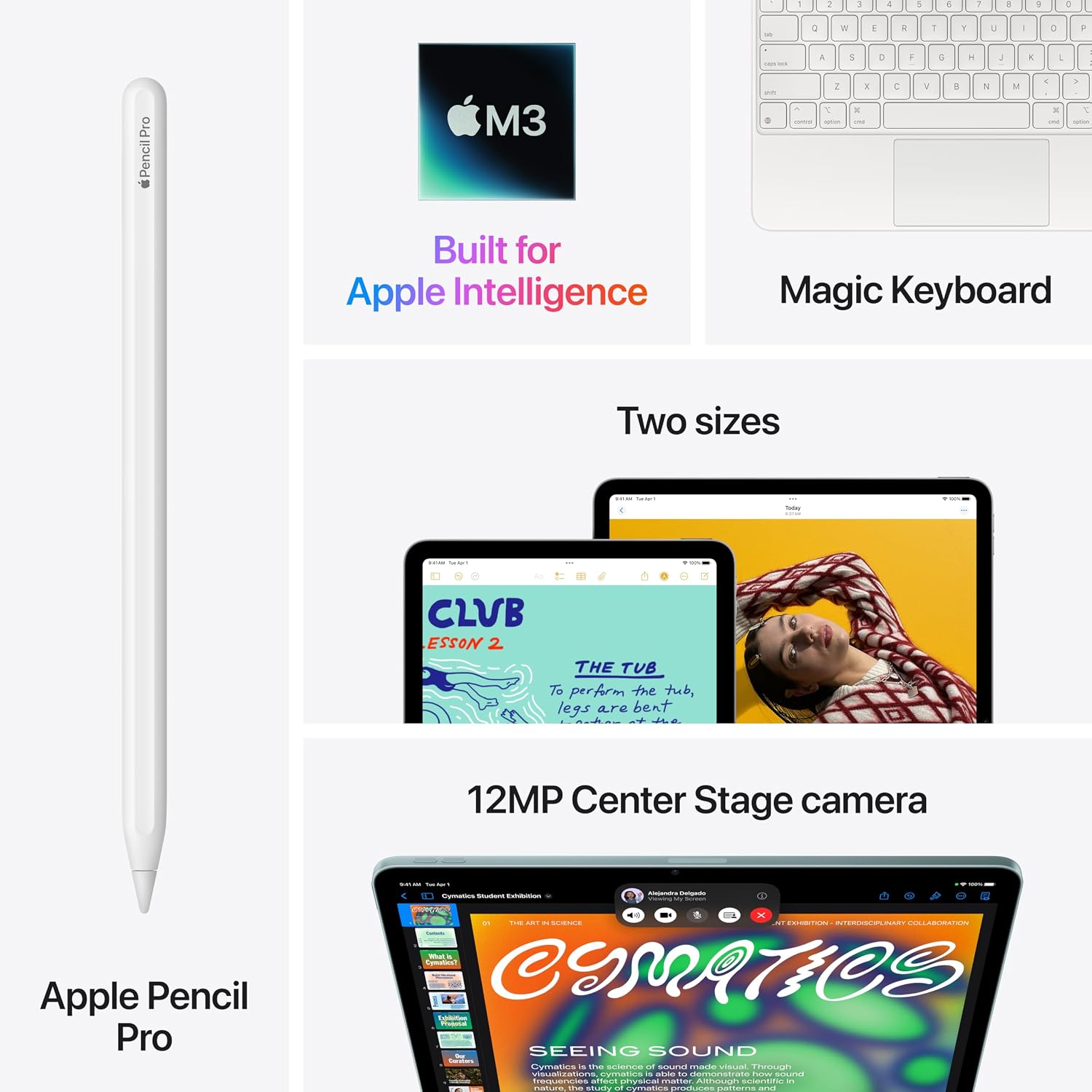 Apple iPad Air 13-inch with M3 chip Built for Apple Intelligence, Liquid Retina Display, 256GB, 12MP Front/Back Camera, Wi-Fi 6E, Touch ID, All-Day Battery Life — Starlight