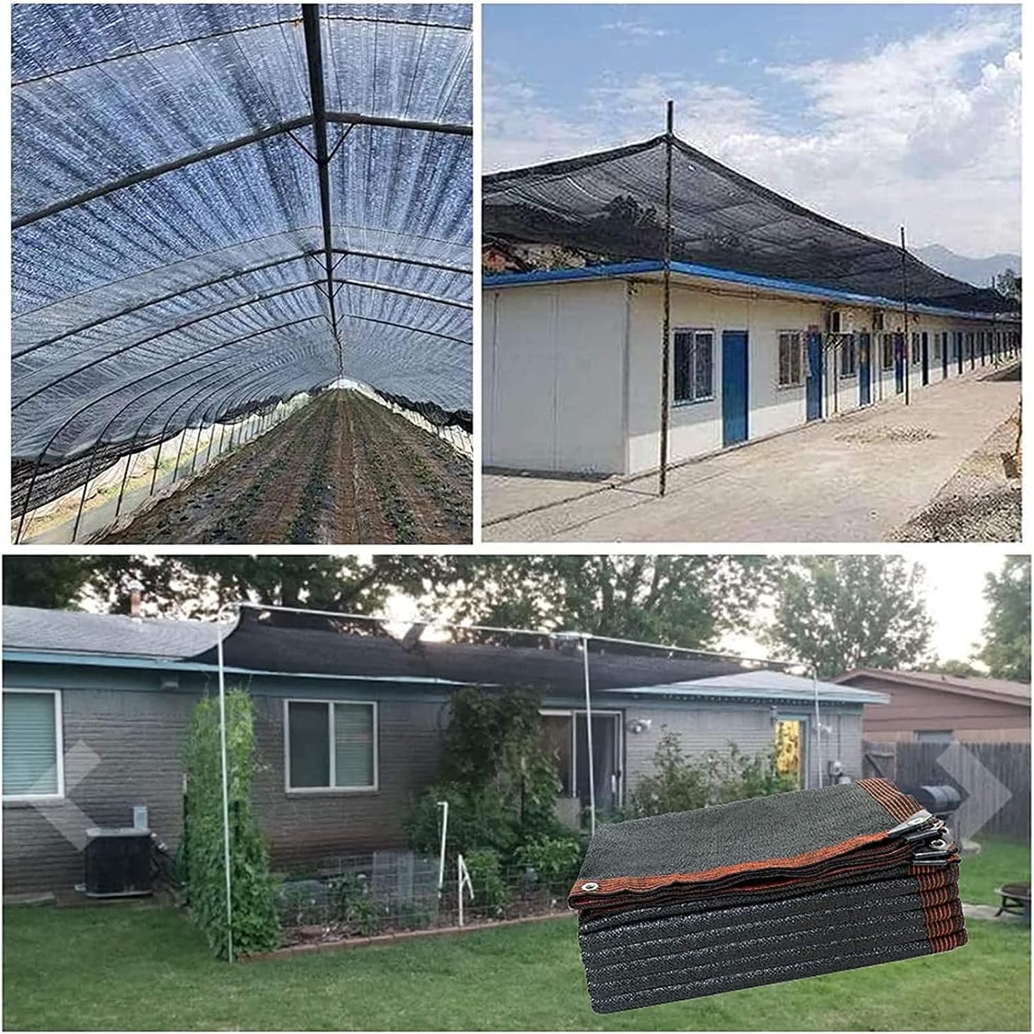 Sun Shade Cloth, 80% Shade Greenhouse Shading Net with Grommets Bungee Cords, 46 Sizes UV Resistant Thick Sunblock for Garden, Pergola, Patio Plants, Greenhouse, Chicken Coop, Outdoor (13x49ft)
