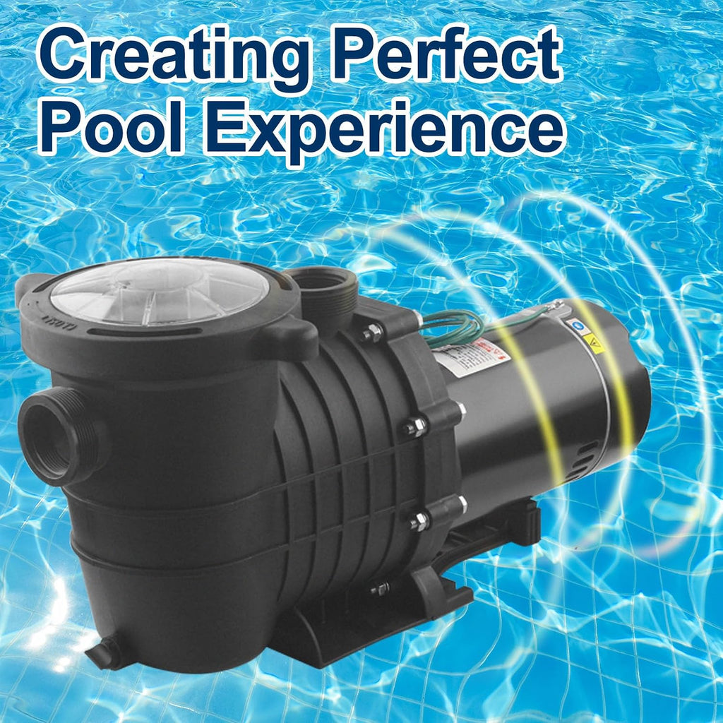 Pool Pump Above Ground/Inground 1.5HP 115V Powerful Copper Motor Self Primming 6600 GPH Powerful Selfpriming/with Strainer Basket,Includes Pipe Fittings