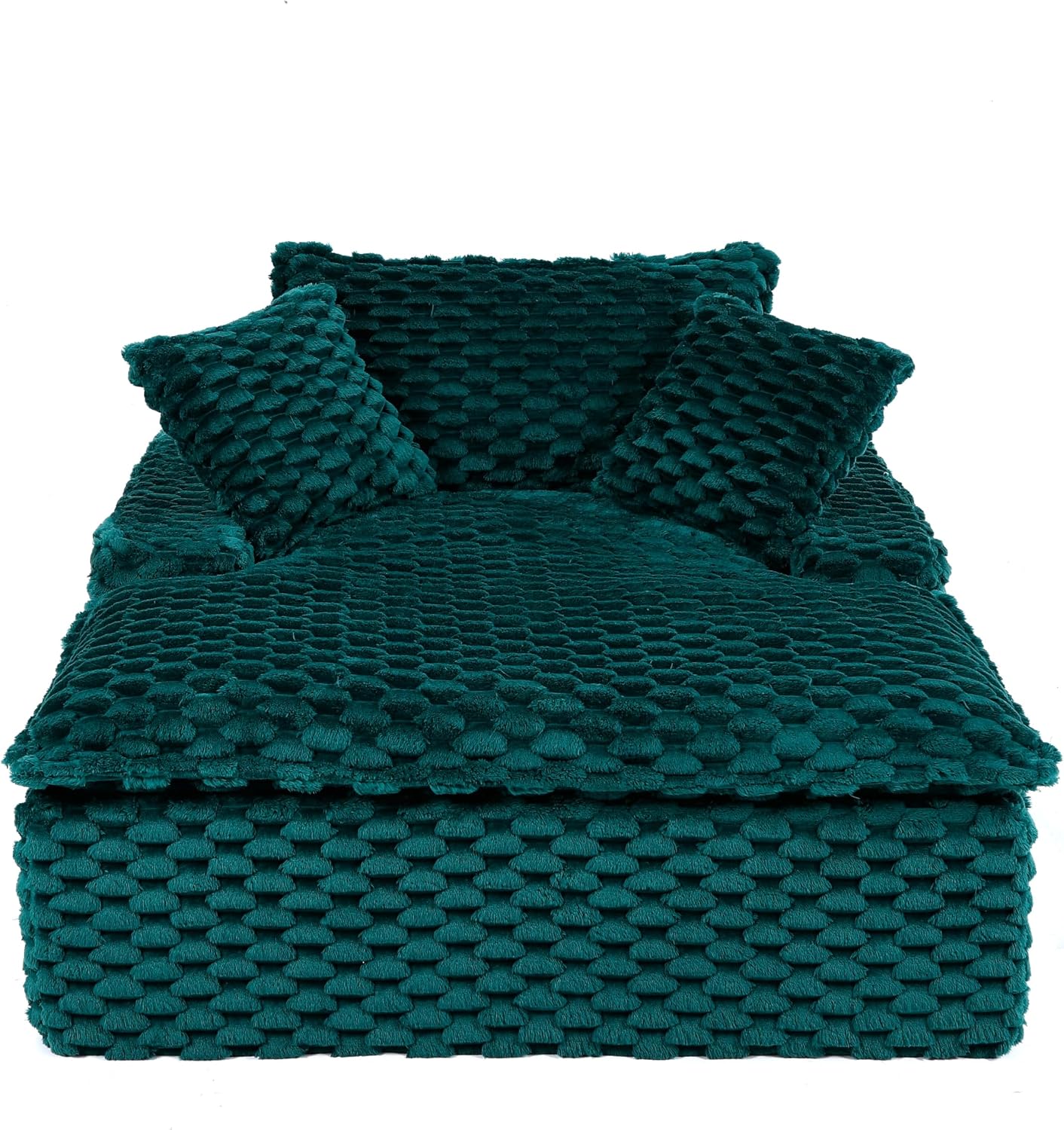 51 Inch Lounge Sofa, Boneless Cloud Couch for Living Room Bedroom, Comfy Reading Chair for Adults, Soft Textured Sleeper Chair with 2 Pillows, Frameless Floor Seating (Green)