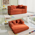 YINIX Sofa Bed, 62'' Folding Floor Couch, Compressed Convertable Sleeper Sofa, Memory Foam Couch with Pillow Back Support Armrest, 4-in-1 Futon Sofa Bed for Living Room, Tangerine