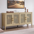 SICOTAS TV Stands for Living Room - Modern TV Console with 4 Doors Cabinet, 59' Television Stands Farmhouse Entertainment Center Media Console Credenza for 45 50 55 60 65 Inch TVs, Light Walnut