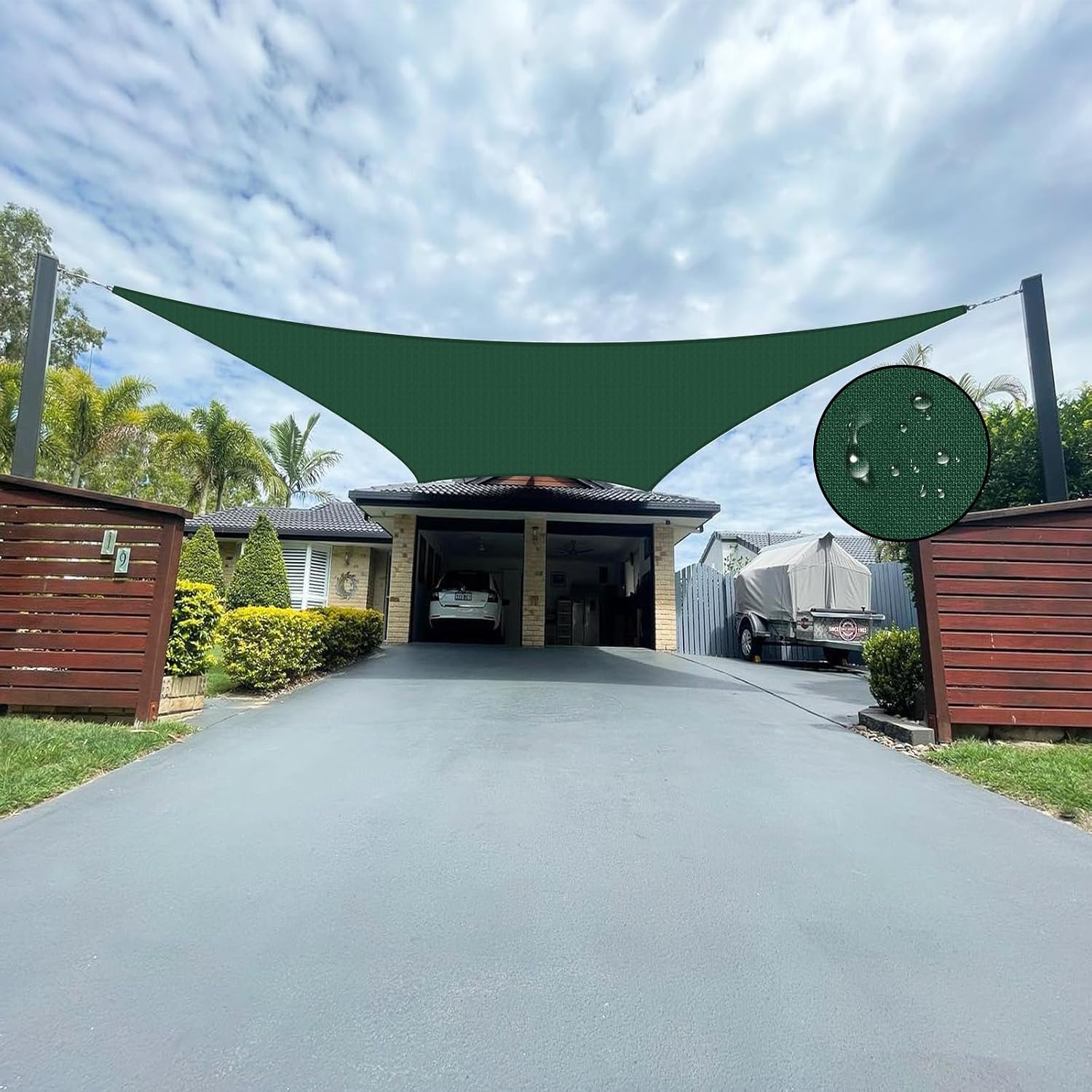 Sun Shade Sail,95% UV Blocker Shade Sails,Outdoor Dark Green Rectangle 6'5''x11'5'' Waterproof Shade Sail,for Pergola Carport Awning Yard Activities