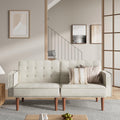 Furnify 71' Velvet Futon Sofa Bed, Versatile Loveseat Couch, Sleeper Sofa with Adjustable Backrest, Mid Century Modern Futon Couch for Small Space, Living Room, Office & Apartment, Velvet Fabric Beige