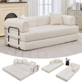 IDEALHOUSE 4 in 1 Convertible Sleeper Sofa Bed Couch, 79 Inch Boneless Corduroy Floor Couch with Pillows, No Assembly, Modern Deep Seat Sofa Futon Mattress for Living Room,Apartment,Beige