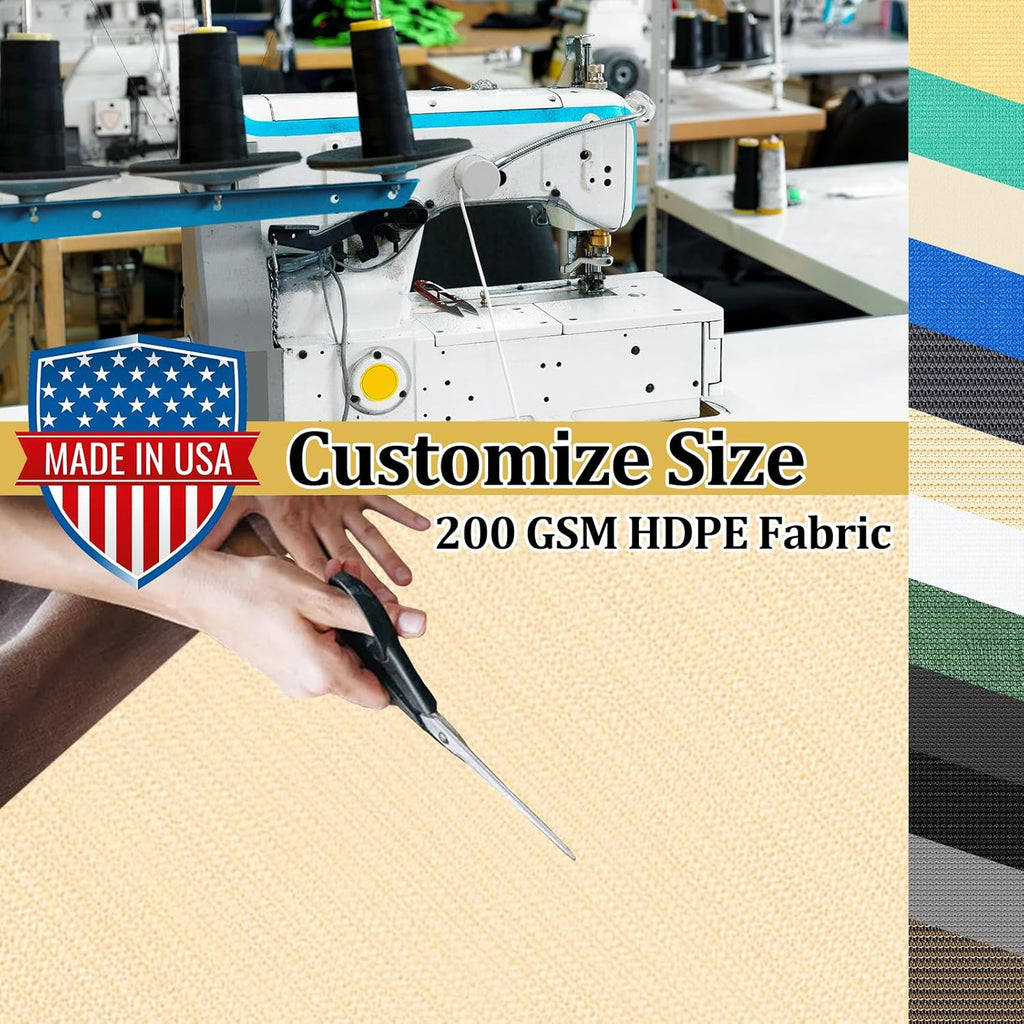 Shade&Beyond Customized Size 10' X 12' Shade Cloth with Grommets, 90% UV Protection UV Protection Mesh Tarp Sun Screens for Patio GN04, Wheat