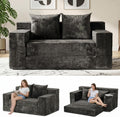 Boneless Couch Loveseat Sleeper, Convertible Sofa Bed Folding Couch Bed, Boneless Chair Bed & Futon Sofa Bed, Small Pull Out Couch Foldable with 4 Pillows for Living Room, Dark Grey