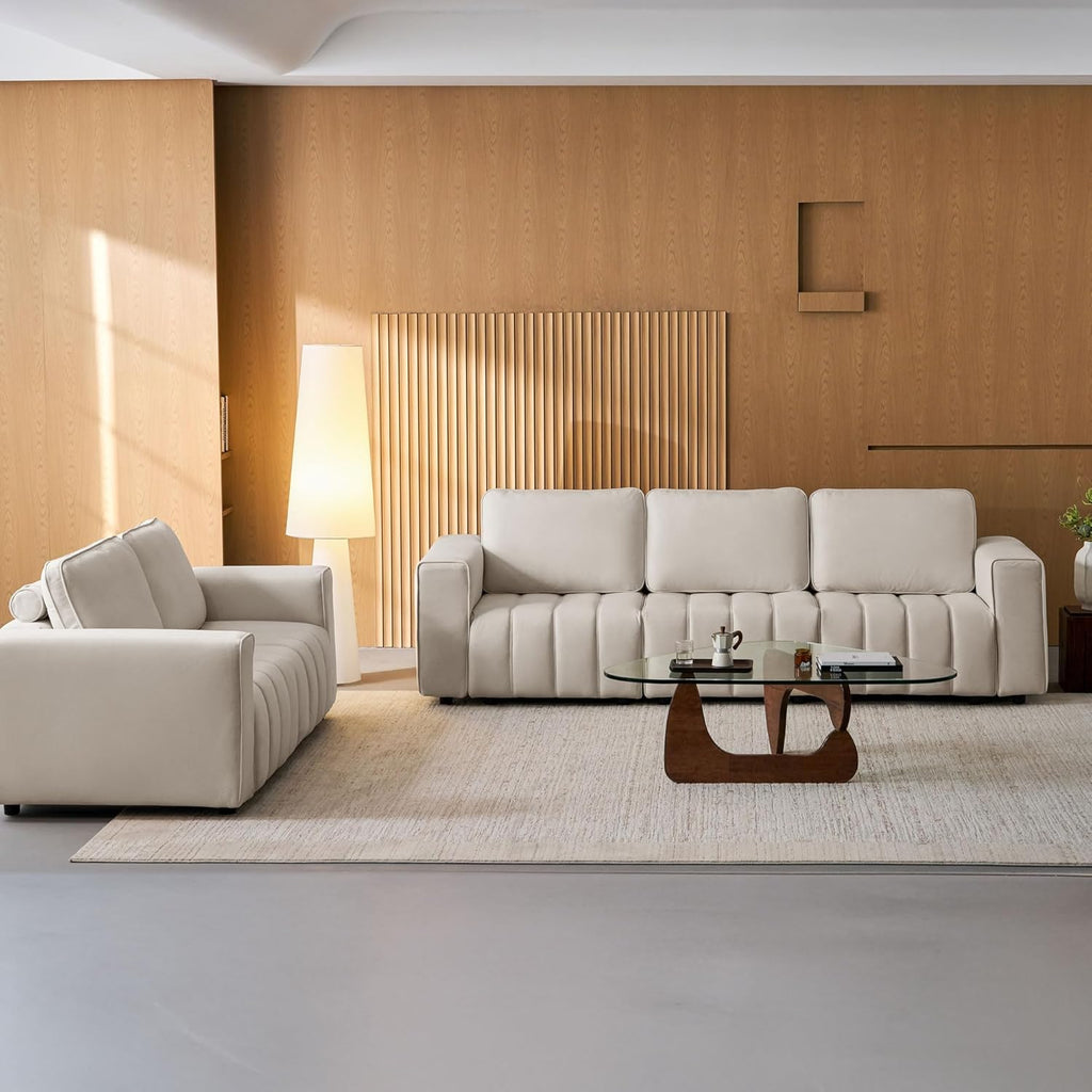 LINSY HOME Modern Sofa Couch Set for Living Room, Modular Sectional Sofa Sets with Anti Cat Stretch Fabric and Metal Frame, Comfy 5 Seater Loveseat Oversized, Easy Assembly, Beige