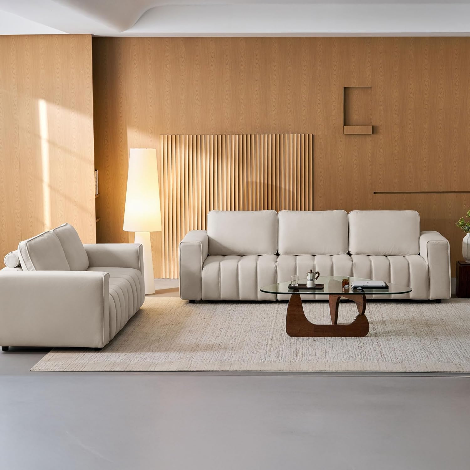 LINSY HOME Modern Sofa Couch Set for Living Room, Modular Sectional Sofa Sets with Anti Cat Stretch Fabric and Metal Frame, Comfy 5 Seater Loveseat Oversized, Easy Assembly, Beige
