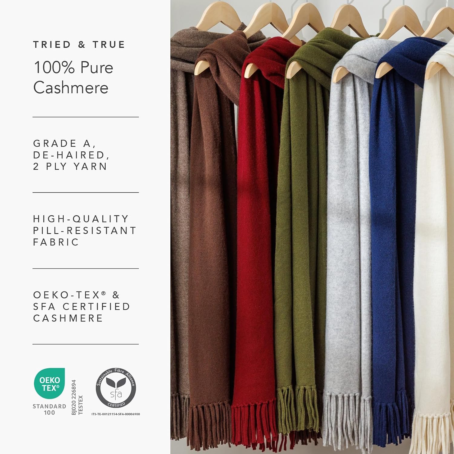 Fishers Finery Women's 100% Cashmere Knit Shawl Wrap with Fringe | Oversized 78' long by 28' wide