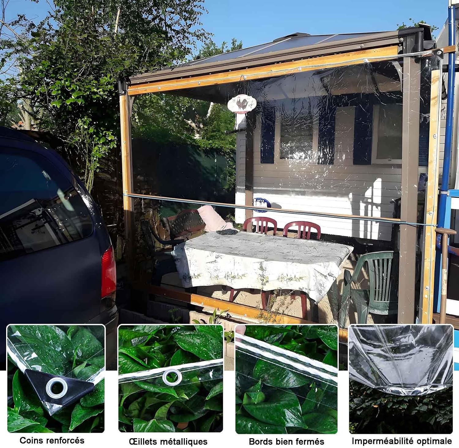 Clear Vinyl Tarp 3x6 6x8 10x10 10x20 16x20ft Extra Thick Transparent Clear Tarps with Grommets 16 Mil Heavy Duty Tarpaulin Cover Waterproof Tear for Porch Chicken Coop Patio Outdoor Pool(12' x 16')