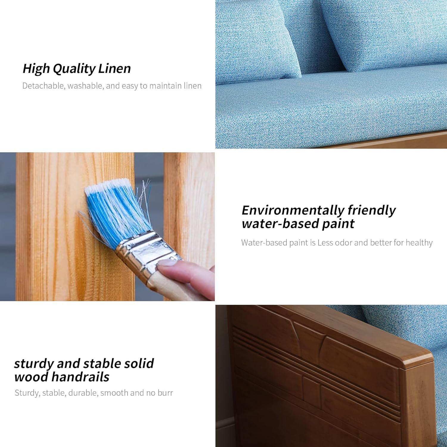 59' Convertible Sofa Sleeper,Blue Soft Cushion sectional Sleeper Couch with Reversible Chaise,solidwood Bed 3 in 1 Pull Out Couch,Walnut Color Sofa for livingroom,Apartment,Bedroom,Office