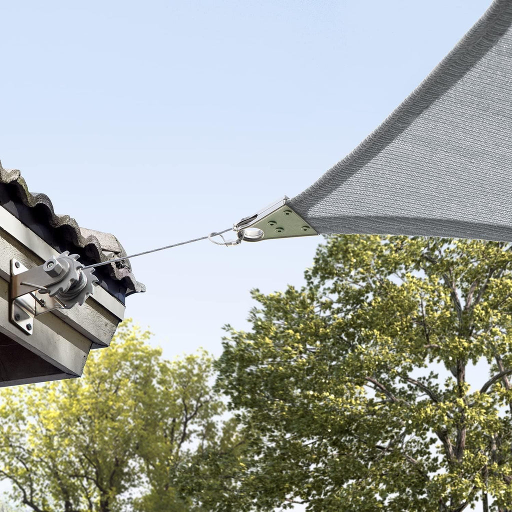 ColourTree Super Ring 20' x 20' x 20' Grey Triangle Sun Shade Sail, Commercial Grade UPF50 Canopy, Reinforced Corners & Edges, 260 GSM Fabric Heavy Duty -5 Years Warranty (We Make Custom Size)