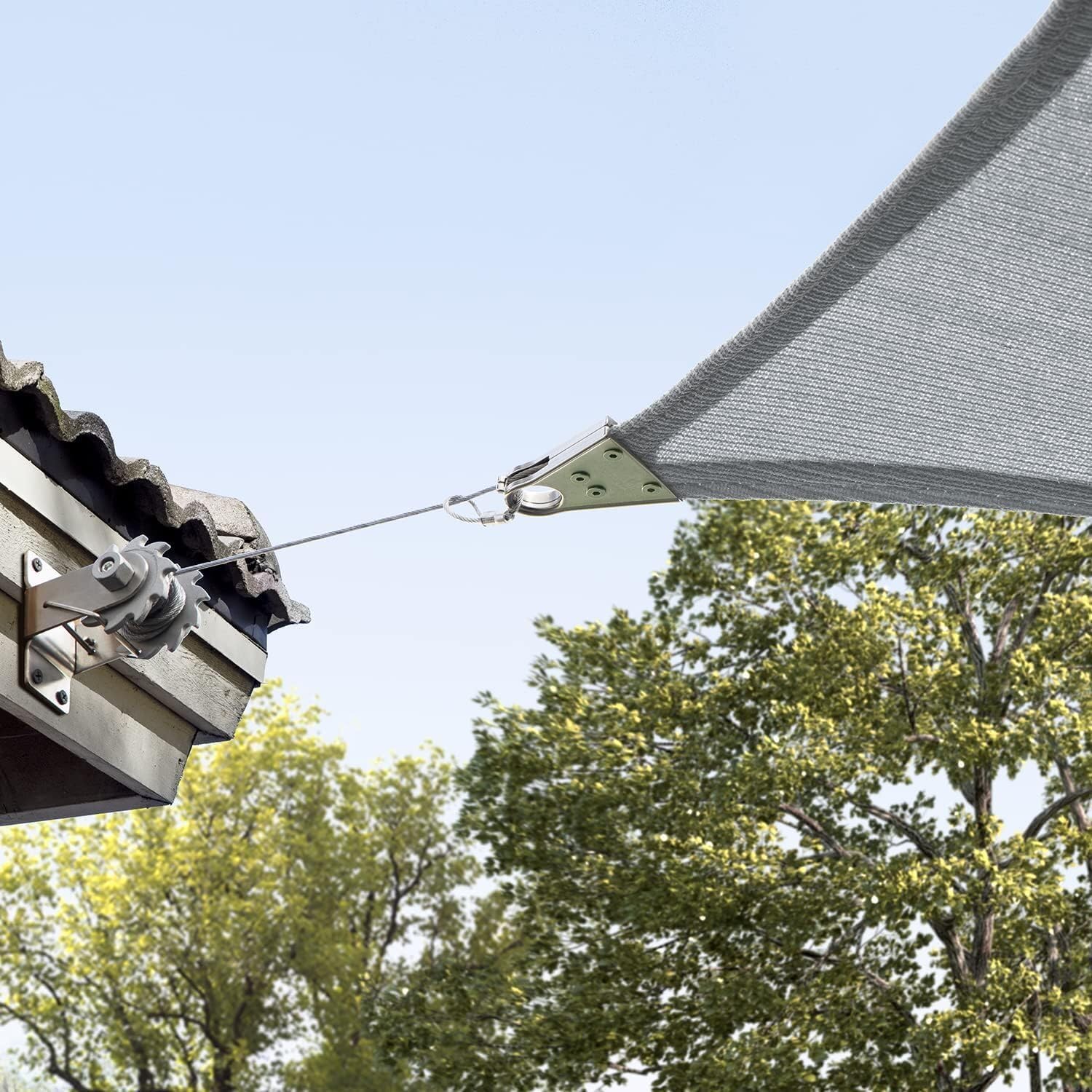 ColourTree Super Ring 20' x 20' x 20' Grey Triangle Sun Shade Sail, Commercial Grade UPF50 Canopy, Reinforced Corners & Edges, 260 GSM Fabric Heavy Duty -5 Years Warranty (We Make Custom Size)
