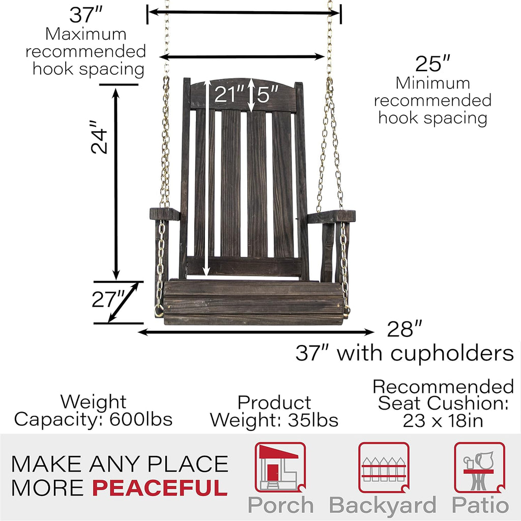 Amish Casual Heavy Duty Mission Pressure Treated Swing Chair (Semi-Solid Black Stain)