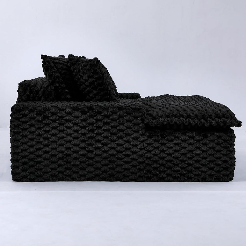 51 Inch Lounge Sofa, Boneless Cloud Couch for Living Room Bedroom, Comfy Reading Chair for Adults, Soft Textured Sleeper Chair with 2 Pillows, Frameless Floor Seating (Black)