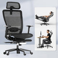 FLEXISPOT OC3 Air Ergonomic Office Chair with Footrest, High Back Computer Chair with Adjustable Lumbar Support/3D Headrest, Desk Chairs for Home Office Gaming Working, Black,Mesh Seat,Air-F