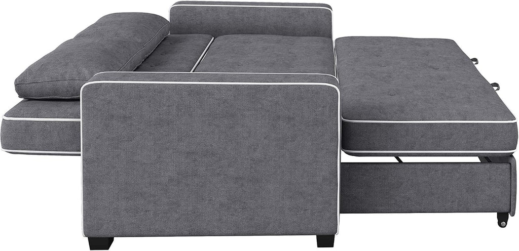 Serta Ainsley 66.5' Convertible Sleeper Loveseat, Full Size, Dreamcoil Comfort, Soft Woven Fabric, Charcoal