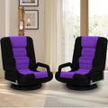 Swivel Gaming Chair Multipurpose 2PACK Floor Gaming Chair for Playing Video Games, TV, Reading w/Armrest Lumbar Support & 6 Adjustable Postion Backrest for Adults,Purple