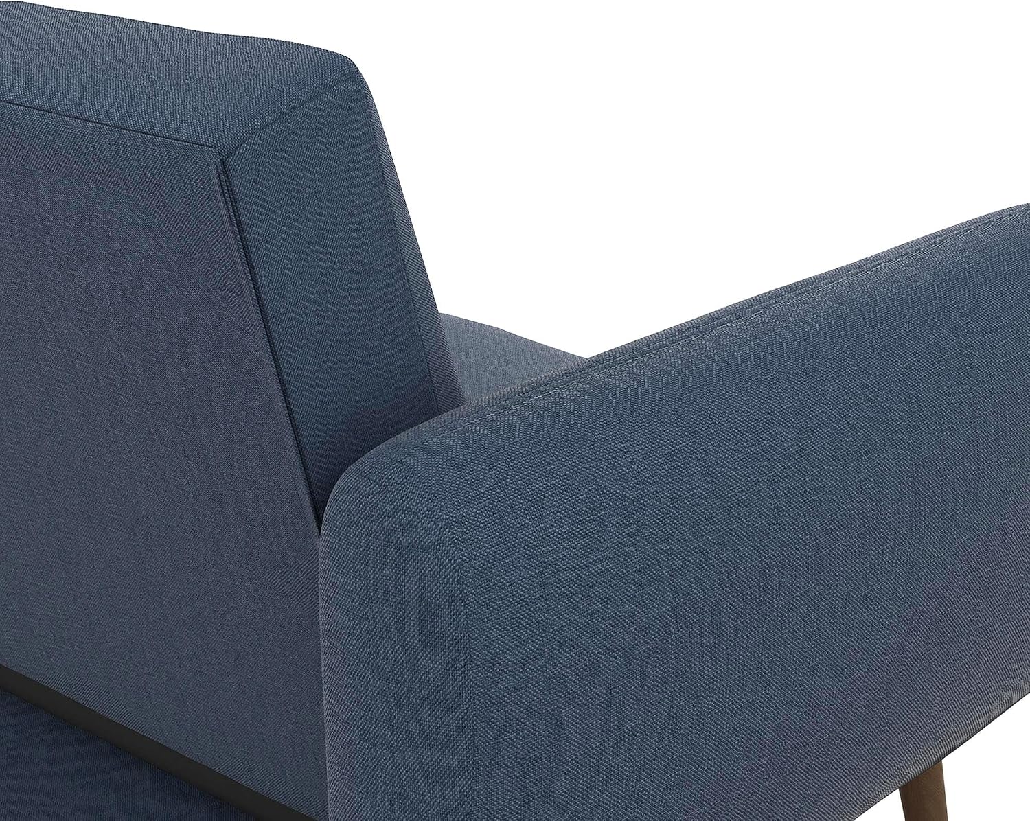 Novogratz Brittany Sofa Futon, Premium Linen Upholstery and Wooden Legs, Blue Linen