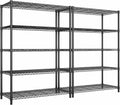 5 Tier Storage Shelves 71'H Wire Shelving Adjustable Metal Shelving,1000LBS Pantry Shelves Sturdy Steel Wire Shelf for Kitchen School Pantry Garage Warehouse ,71'H X35.5'W X13.8'D, Black,2P
