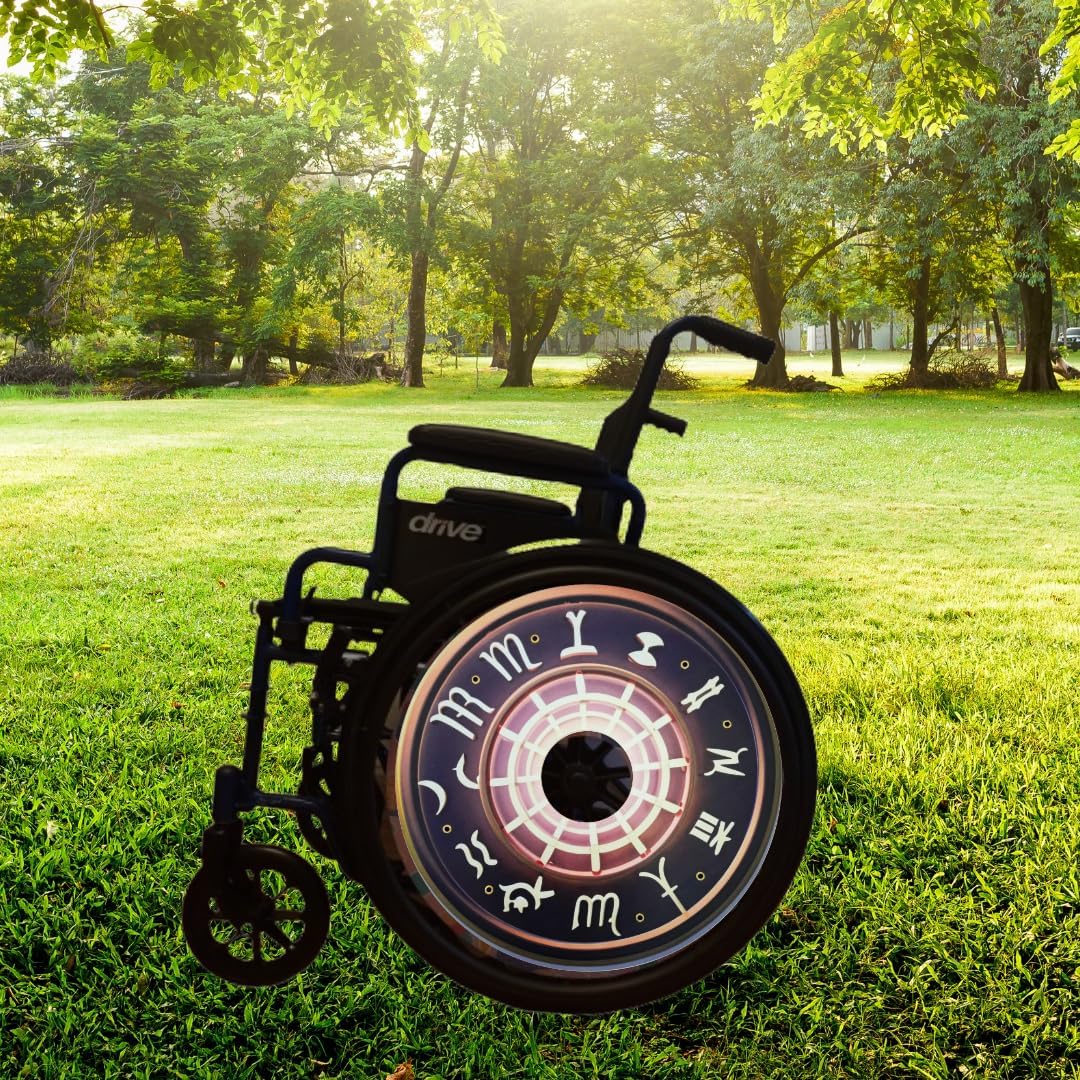 Designer Cover for Wheelchair Wheels, Cute Covers, Zodiac Lovers, Enhances Aesthetics, Easy Install/Remove, Lightweight, Waterproof (Steller Zodiacs)