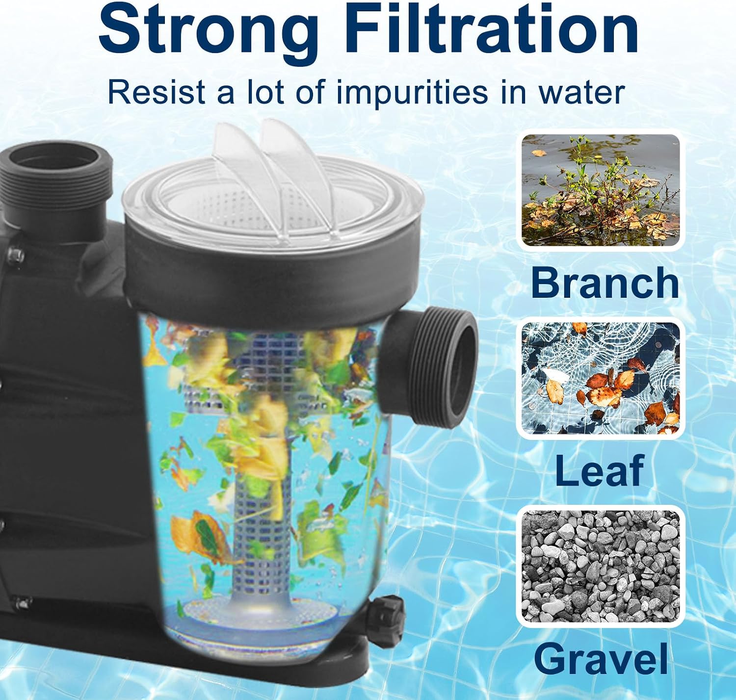 Above Ground Pool Pump/2HP Swimming Pool Pump 8120GPH In/Above Ground Pool Pump with High Efficiency and Low Noise,Apply to Water Circulation in Filtration System