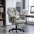 Executive Office Chair, 400LBS Big and Tall Office Chair with Foot Rest, Microfiber,with Lumbar Support, Reclining Function and Wide Seat, Gray