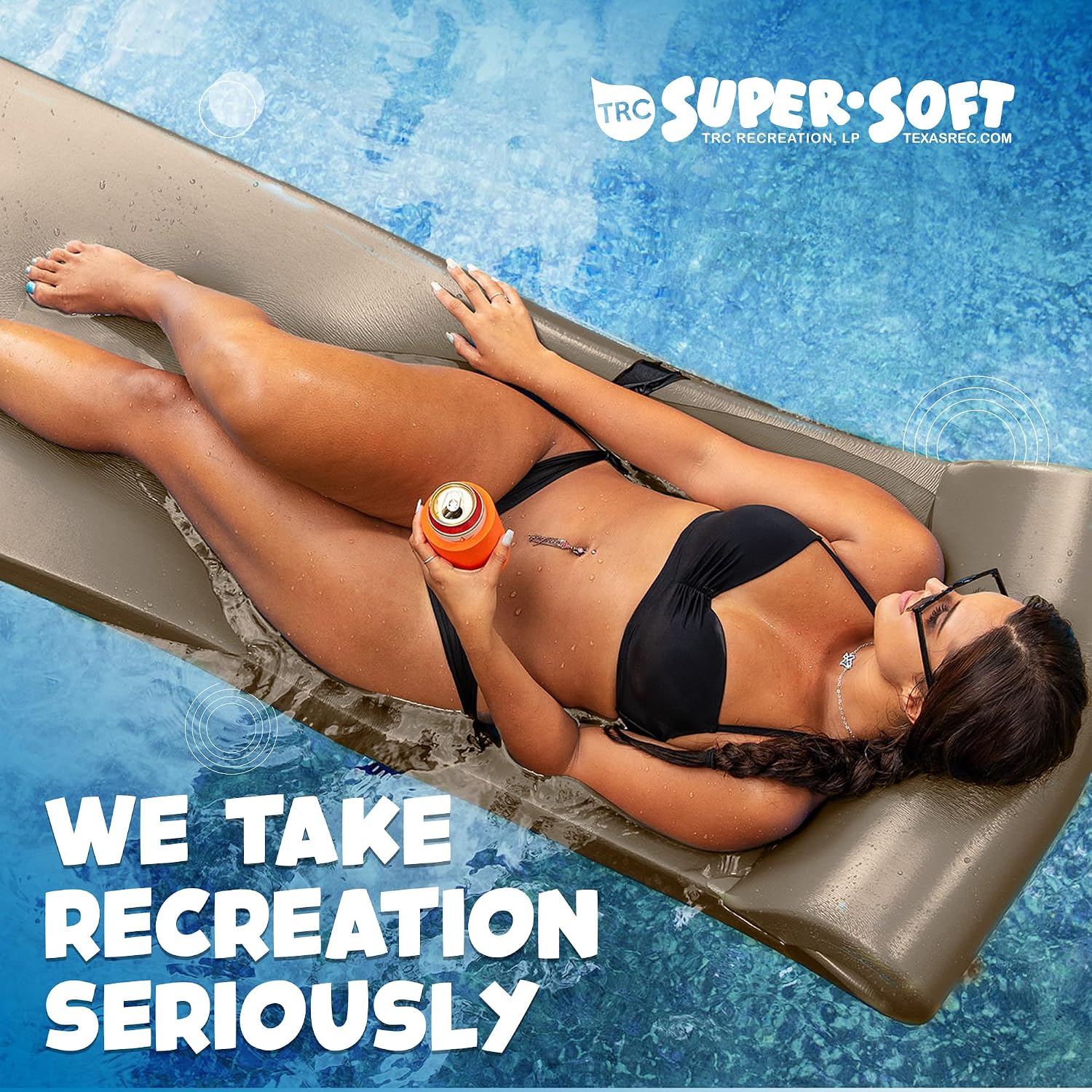 TRC Recreation Sunsation Thick Foam Pool Float Lounger w/Headrest for Lounging & Sunbathing in Swimming Pools, Beaches & Lakes