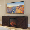 BELLEZE Modern 58' Farmhouse TV Stand with 18' Electric Fireplace Heater & Media Entertainment Center for TV up to 65', Console Table with Storage Cabinets - Hilo (Espresso)