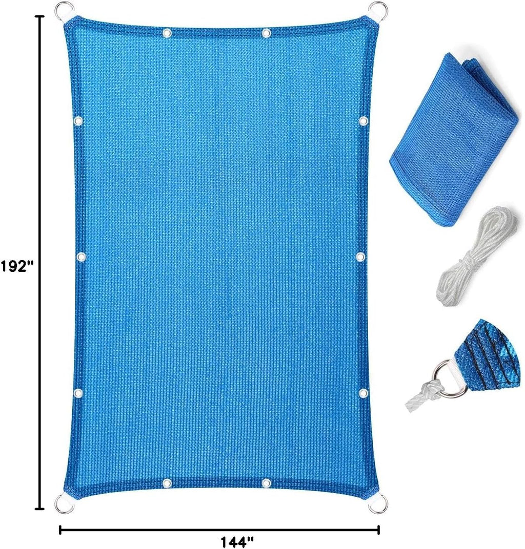 Eden's Decor Straight Flat Edge Sun Shade Sail with Grommets, Pergola Shade Cover Outdoo Sun Shade, Patio Shade, Deck Shade(Blue, 12' X 16')