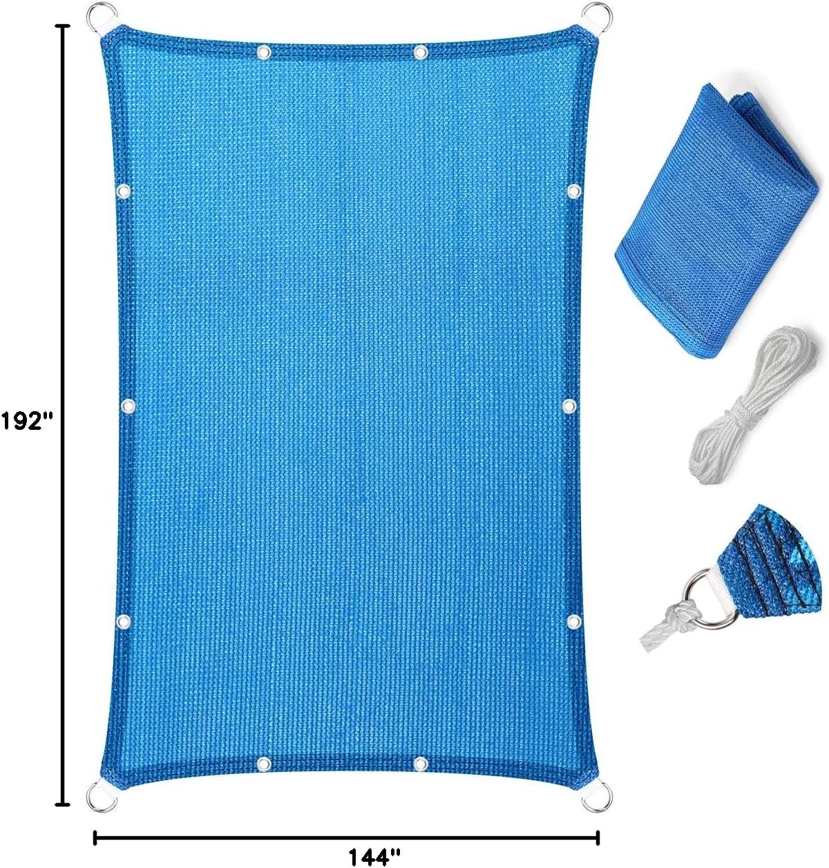 Eden's Decor Straight Flat Edge Sun Shade Sail with Grommets, Pergola Shade Cover Outdoo Sun Shade, Patio Shade, Deck Shade(Blue, 12' X 16')