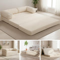 Convertible Sofa Bed King,5-in-1 Folding Boneless Couch Corduroy Futon Sofa Bed,Tri-Fold Mattress with Removable Armrests & Handle,Sleeper with Pull Out Bed for Small Space Living Room Bedroom